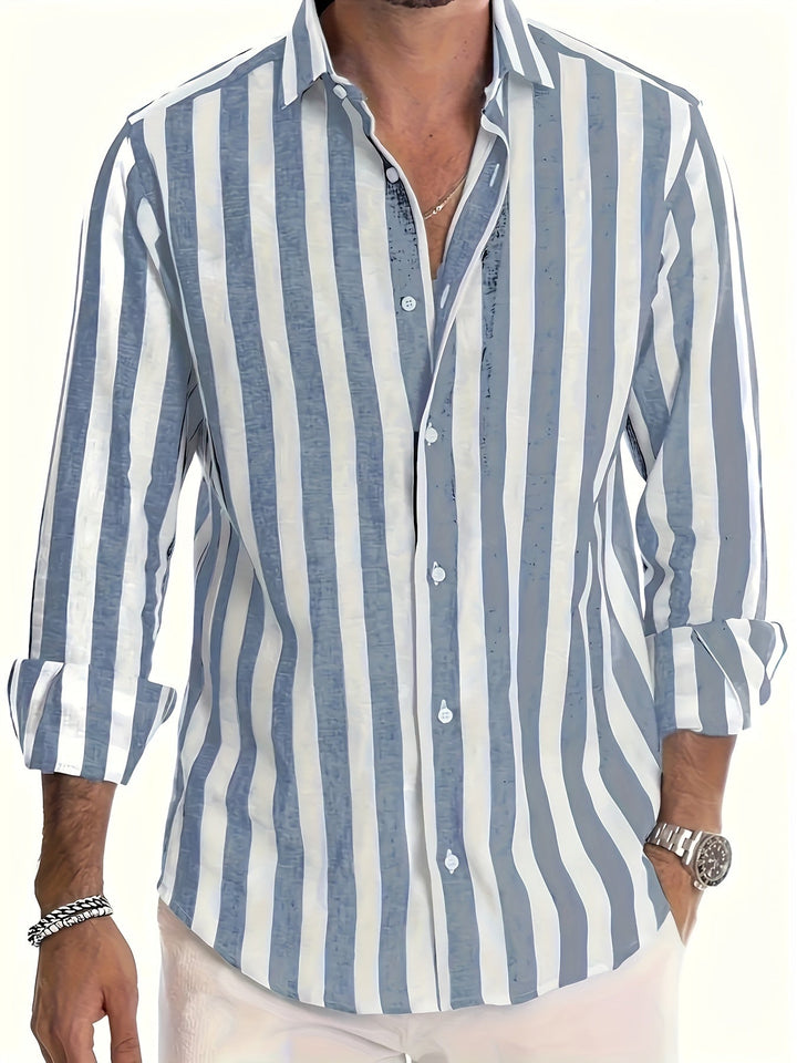 Harold | Vibrant Striped Long Sleeve Shirt For Men