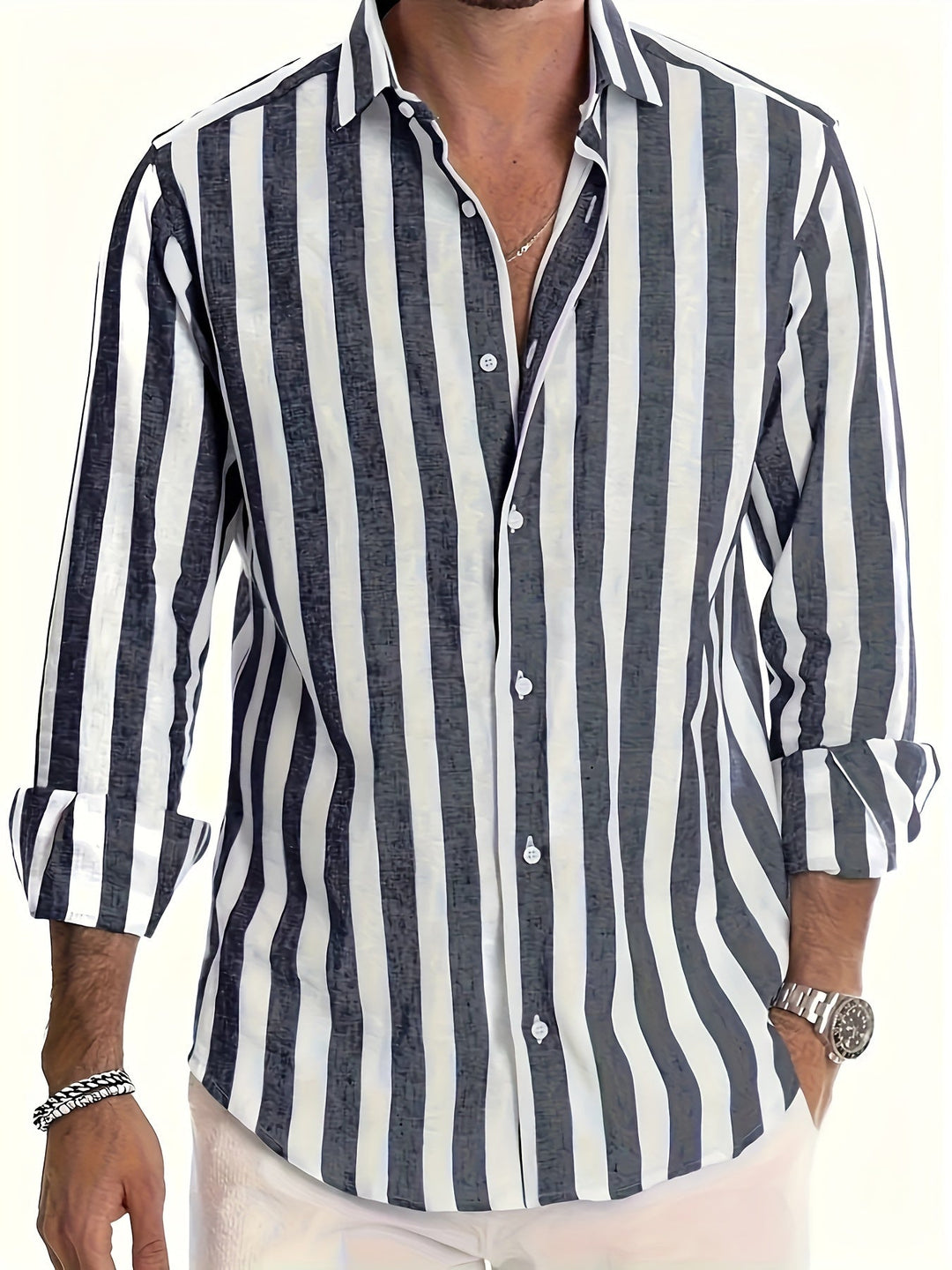 Harold | Vibrant Striped Long Sleeve Shirt For Men