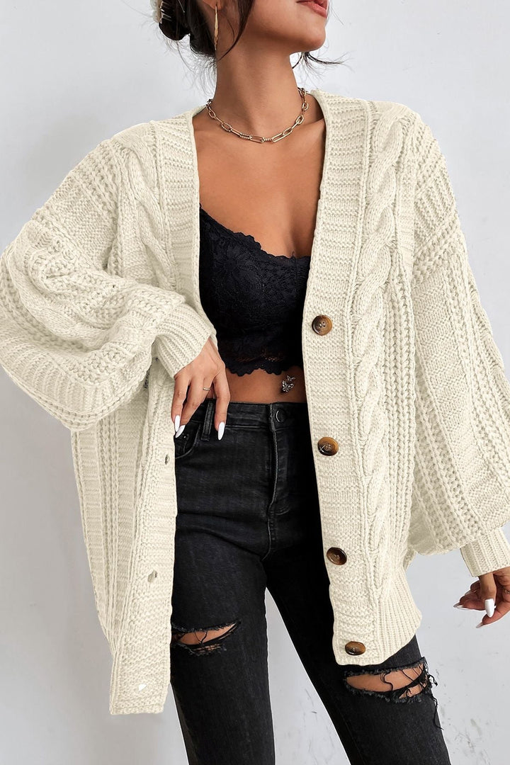 Rhonda - Hearthside Cable Knit Slouch Cardigan
