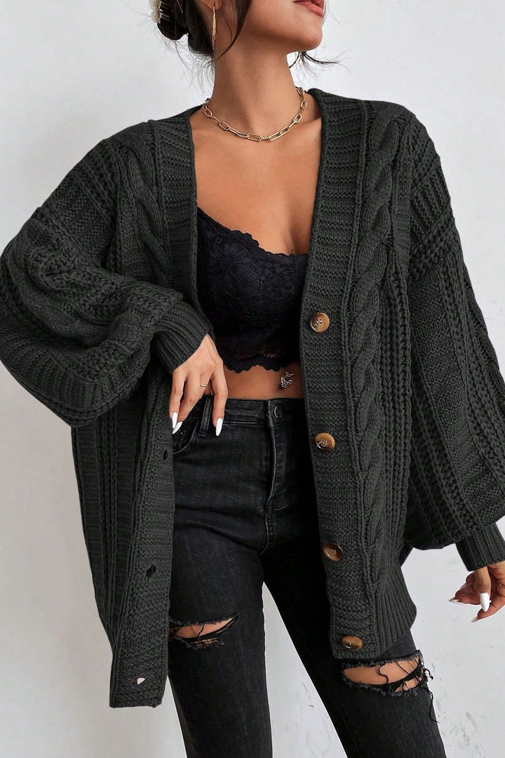 Rhonda - Hearthside Cable Knit Slouch Cardigan
