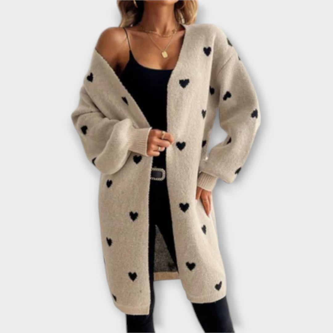 Cardigan with Heart Pattern