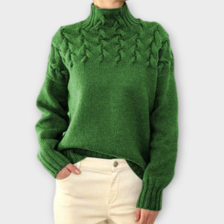 Ladies' Sweater with Cable Knit Detail