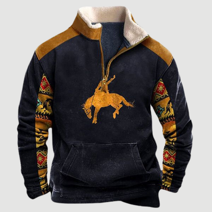 Kjeld  | Cozy Moose Print Half-Zip Sweater For Men