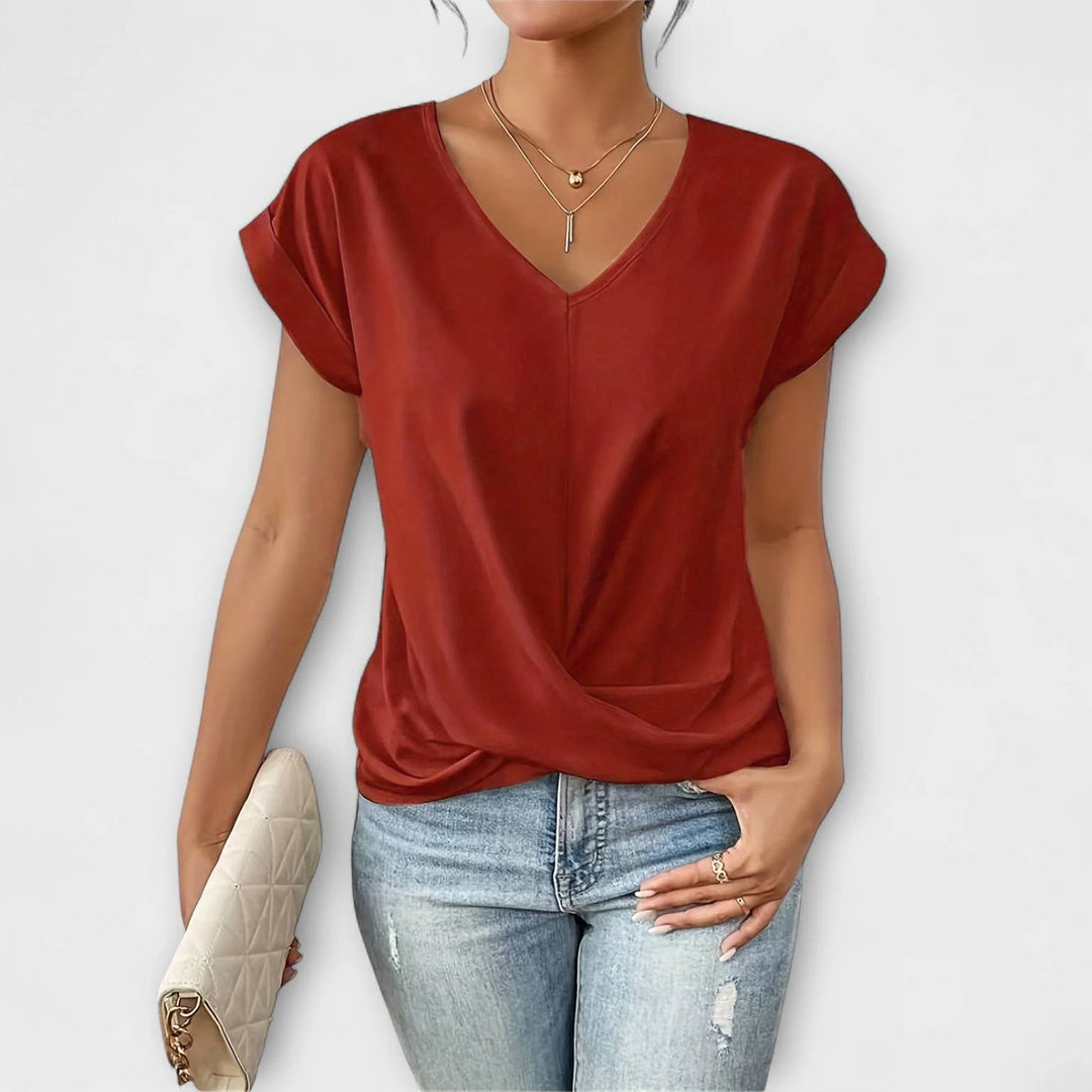 Eloise - V-neck Top with Knot Detail