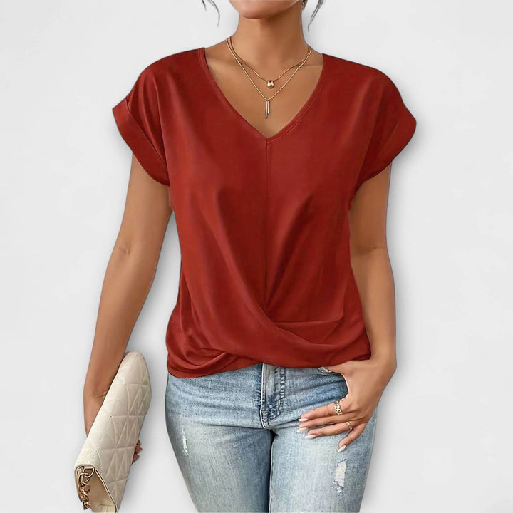 Eloise - V-neck Top with Knot Detail