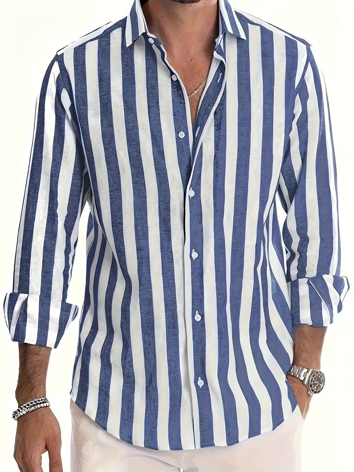 Harold | Vibrant Striped Long Sleeve Shirt For Men