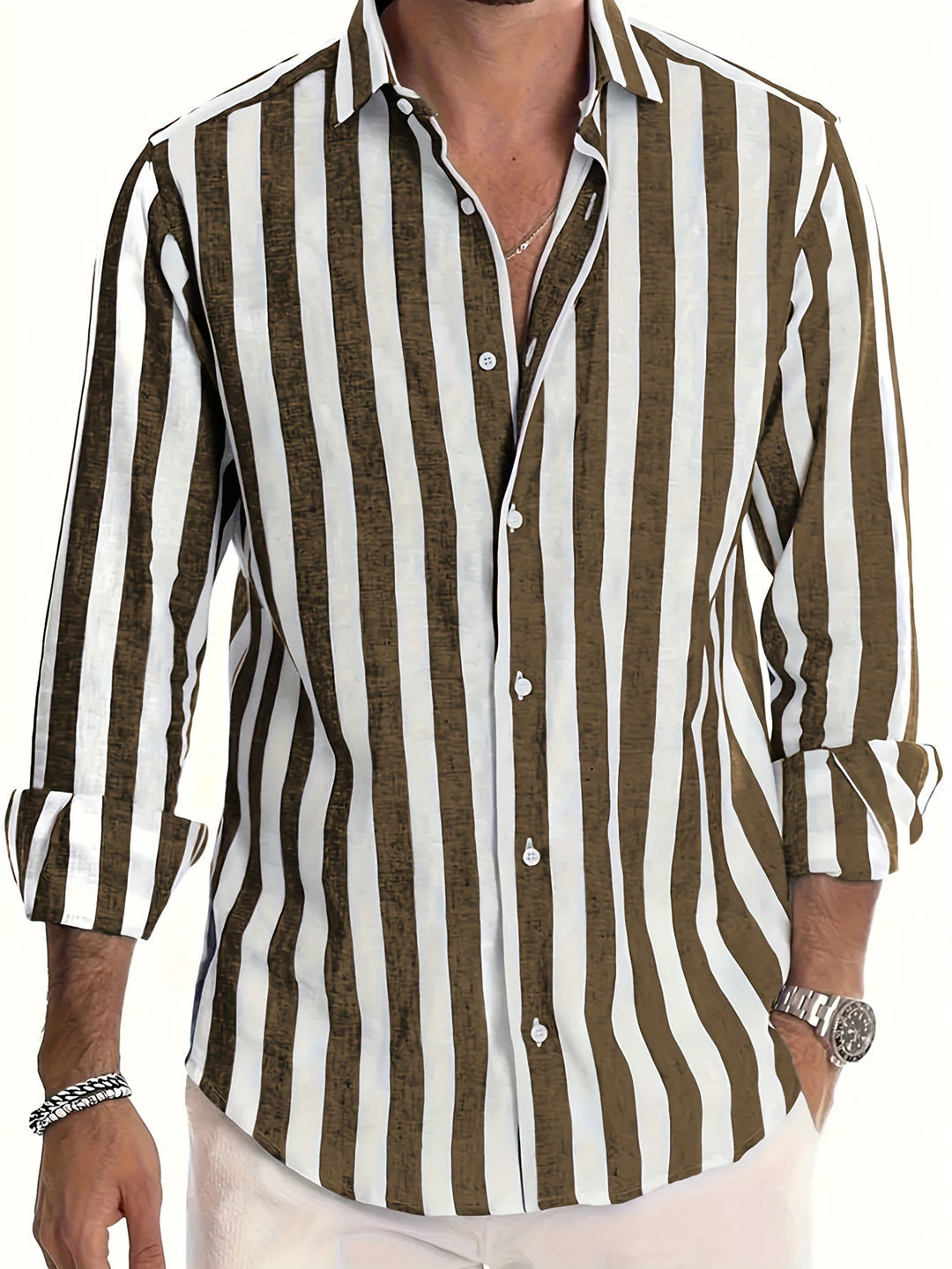 Harold | Vibrant Striped Long Sleeve Shirt For Men