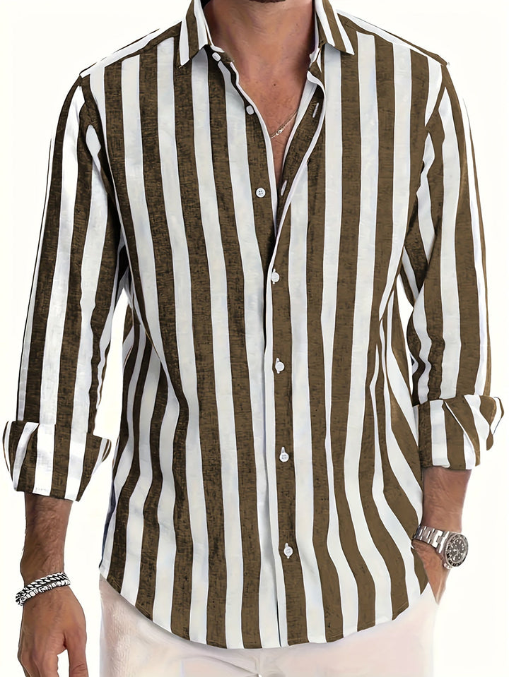 Harold | Vibrant Striped Long Sleeve Shirt For Men