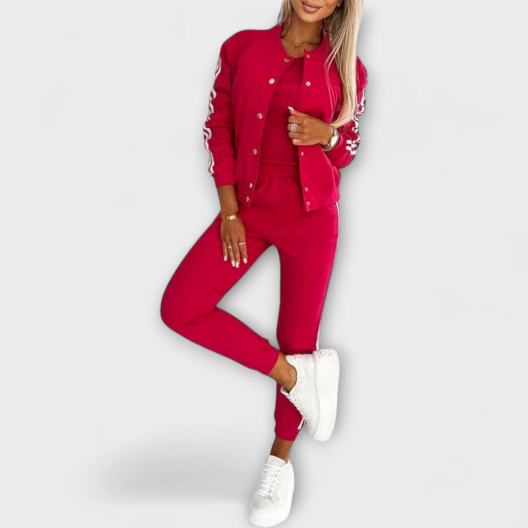 Eulalia - Women's Striped Jacket, Vest, and Trouser Set