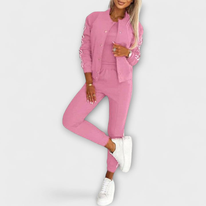 Eulalia - Women's Striped Jacket, Vest, and Trouser Set