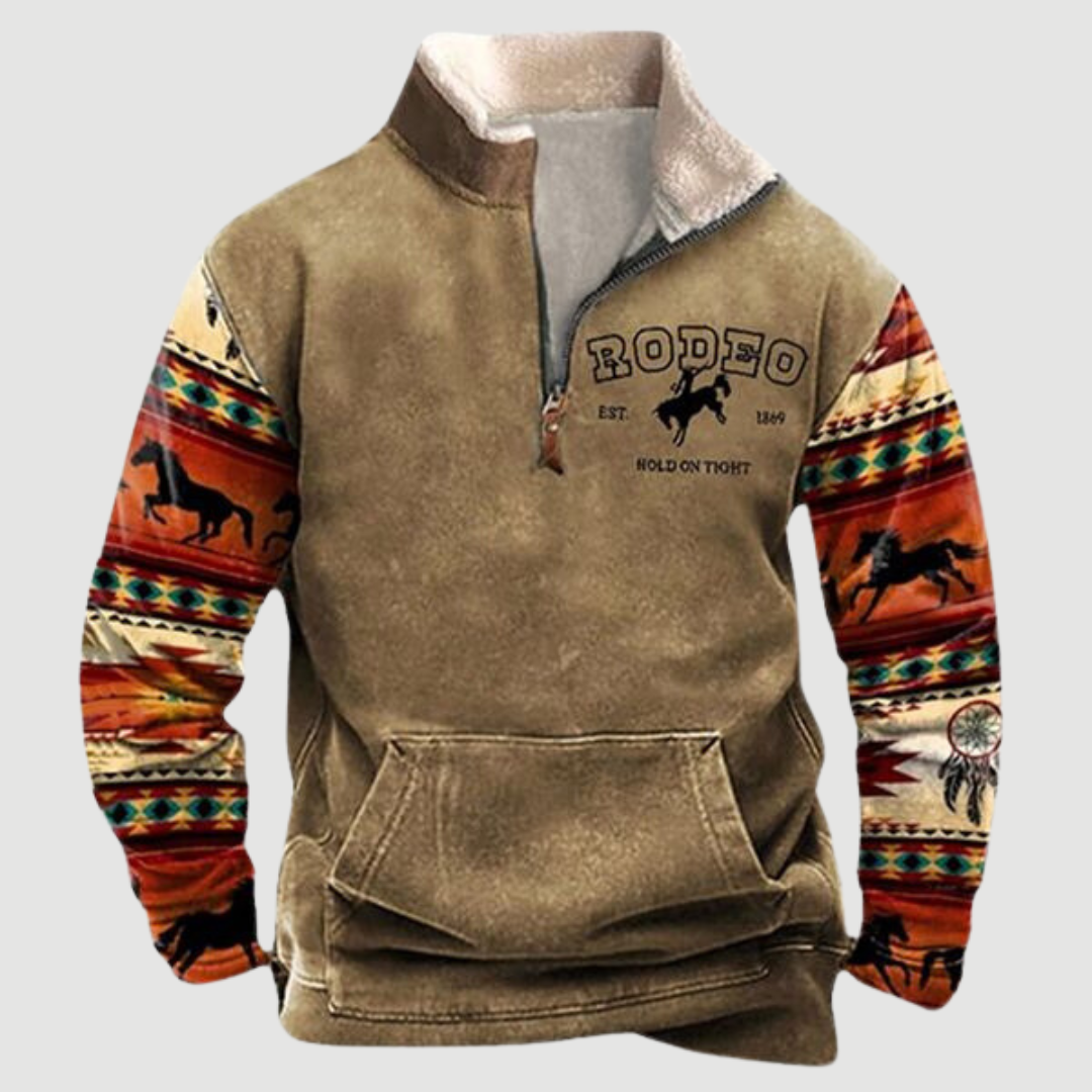 Kjeld  | Cozy Moose Print Half-Zip Sweater For Men