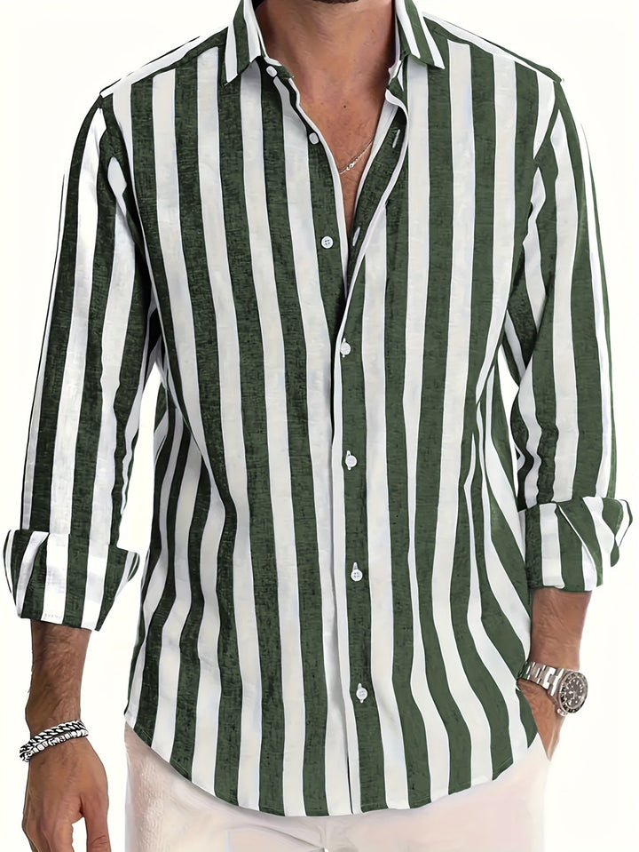 Harold | Vibrant Striped Long Sleeve Shirt For Men