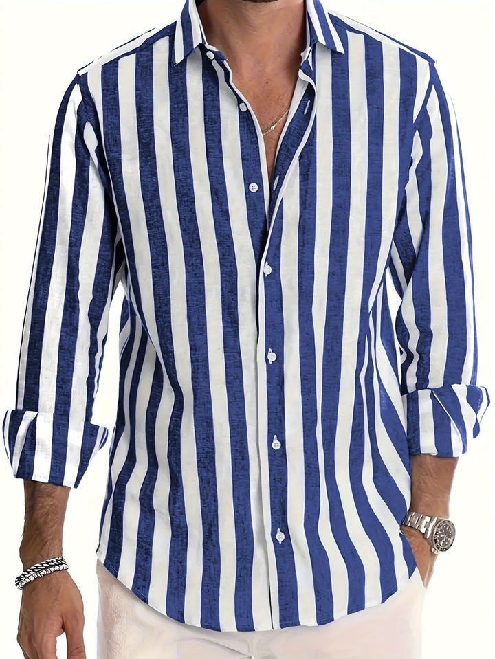 Harold | Vibrant Striped Long Sleeve Shirt For Men