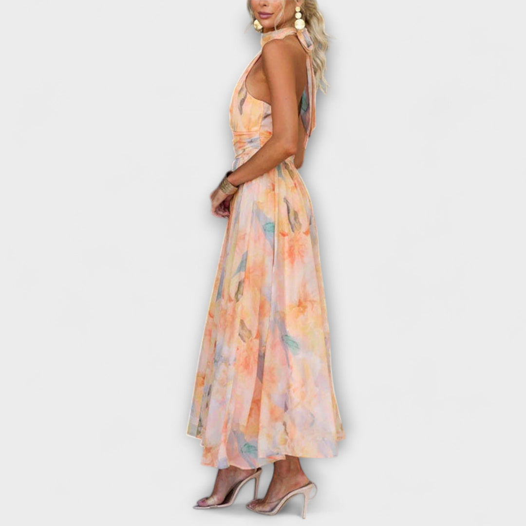 Halter - Watercolour Maxi dress