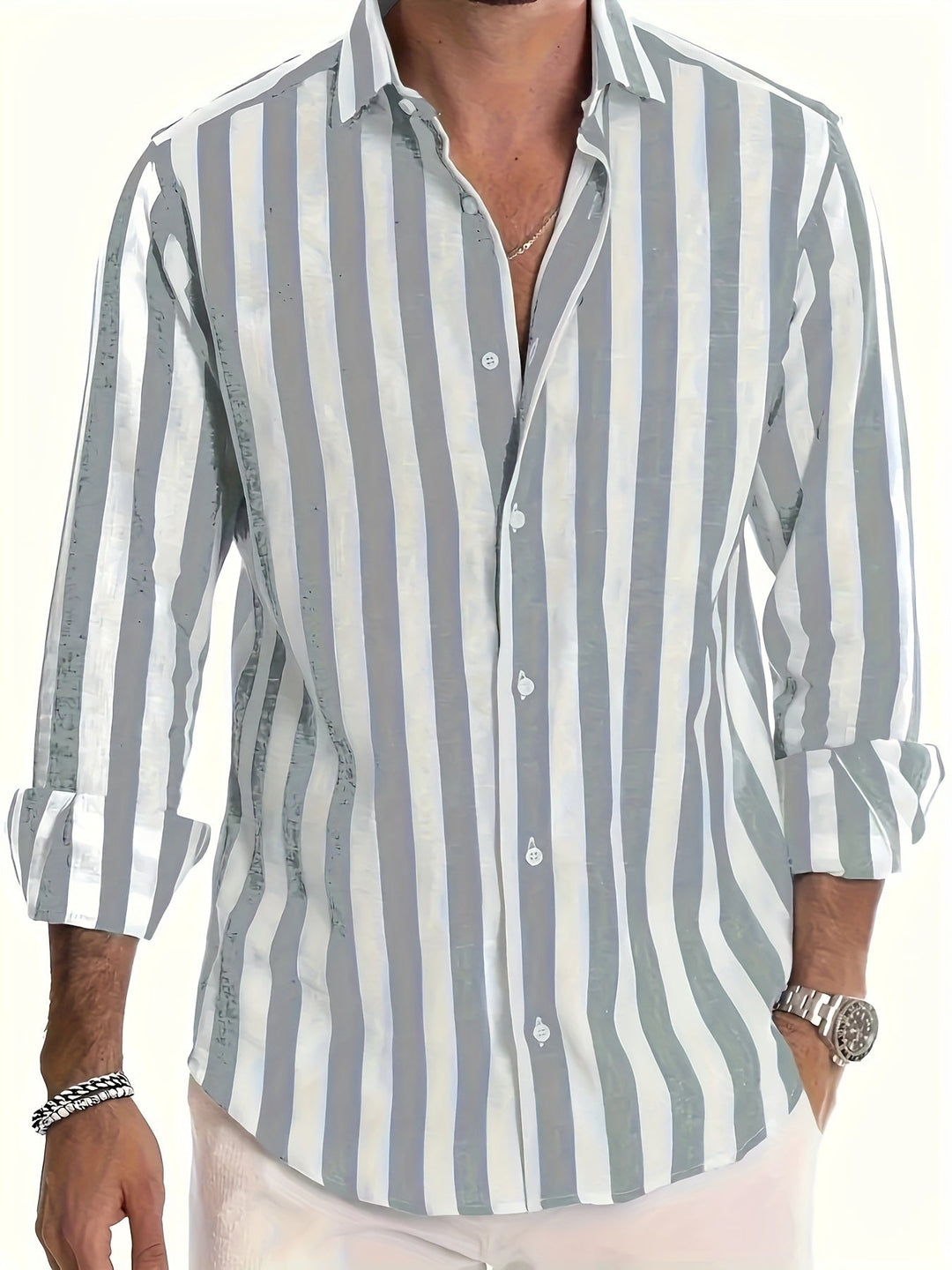 Harold | Vibrant Striped Long Sleeve Shirt For Men