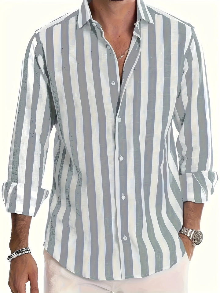 Harold | Vibrant Striped Long Sleeve Shirt For Men