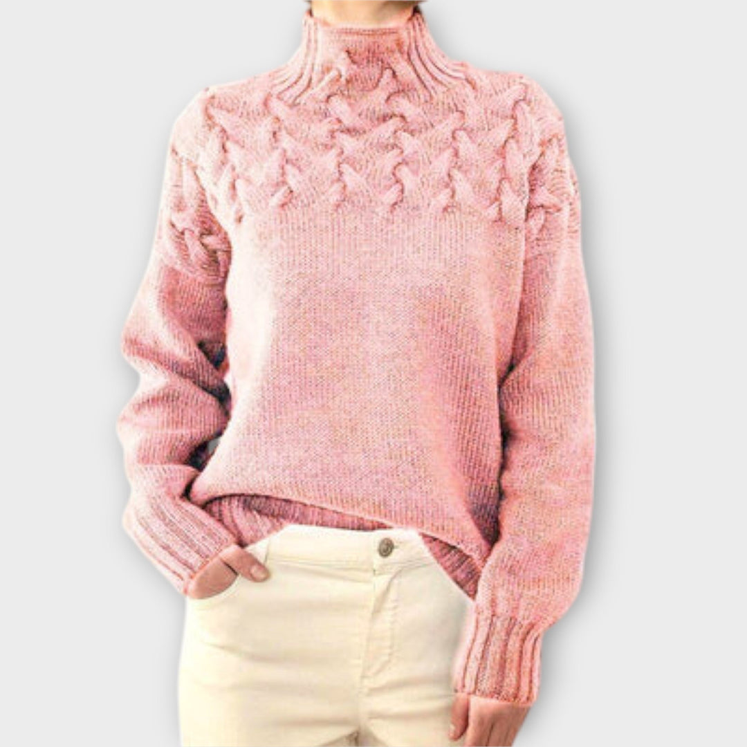 Ladies' Sweater with Cable Knit Detail