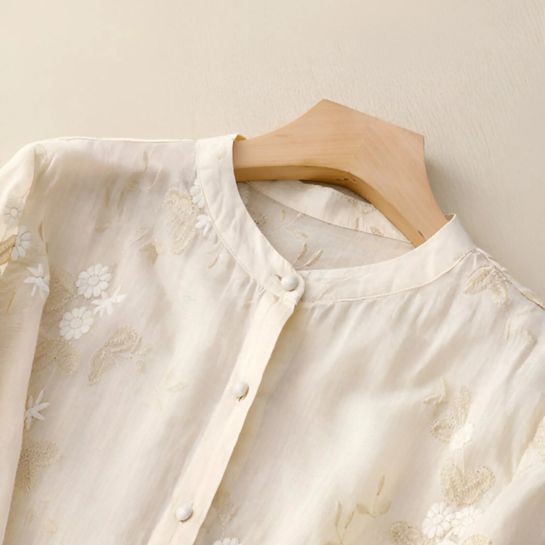 Celest - Floral Embroidered Cotton Top