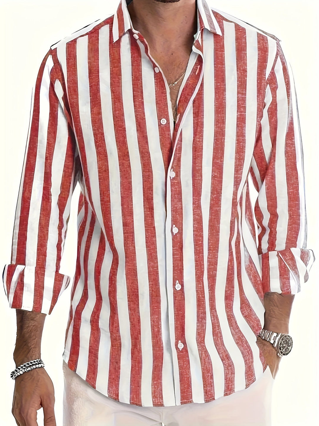 Harold | Vibrant Striped Long Sleeve Shirt For Men