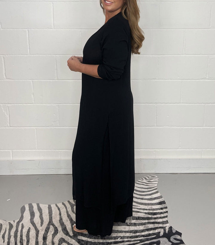 Two-piece Casual Long Top and Matching Pants Set