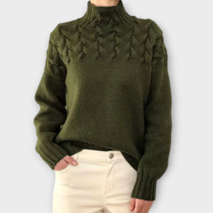 Ladies' Sweater with Cable Knit Detail