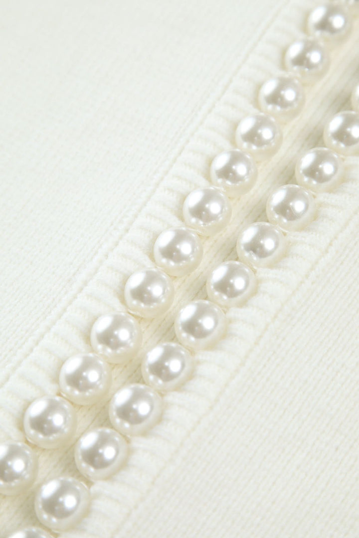 Pearl Trim Ripped Hem Cardigan