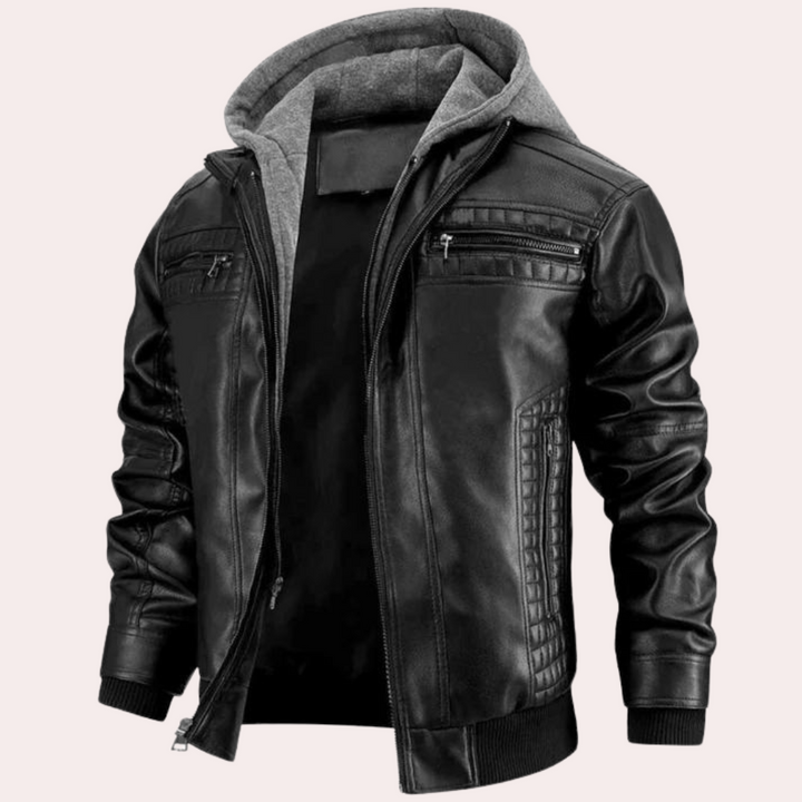 Mathias  | Leather Hoodie Jacket For Men