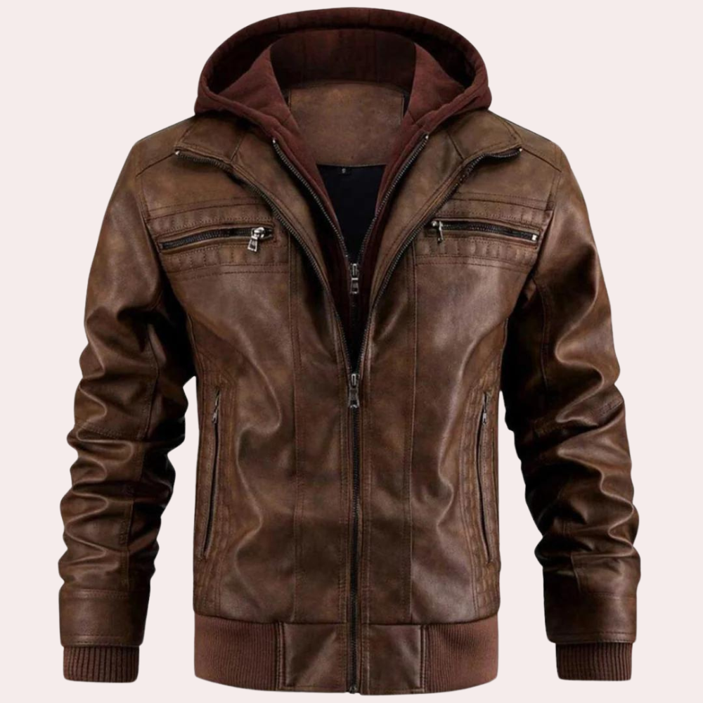 Mathias  | Leather Hoodie Jacket For Men
