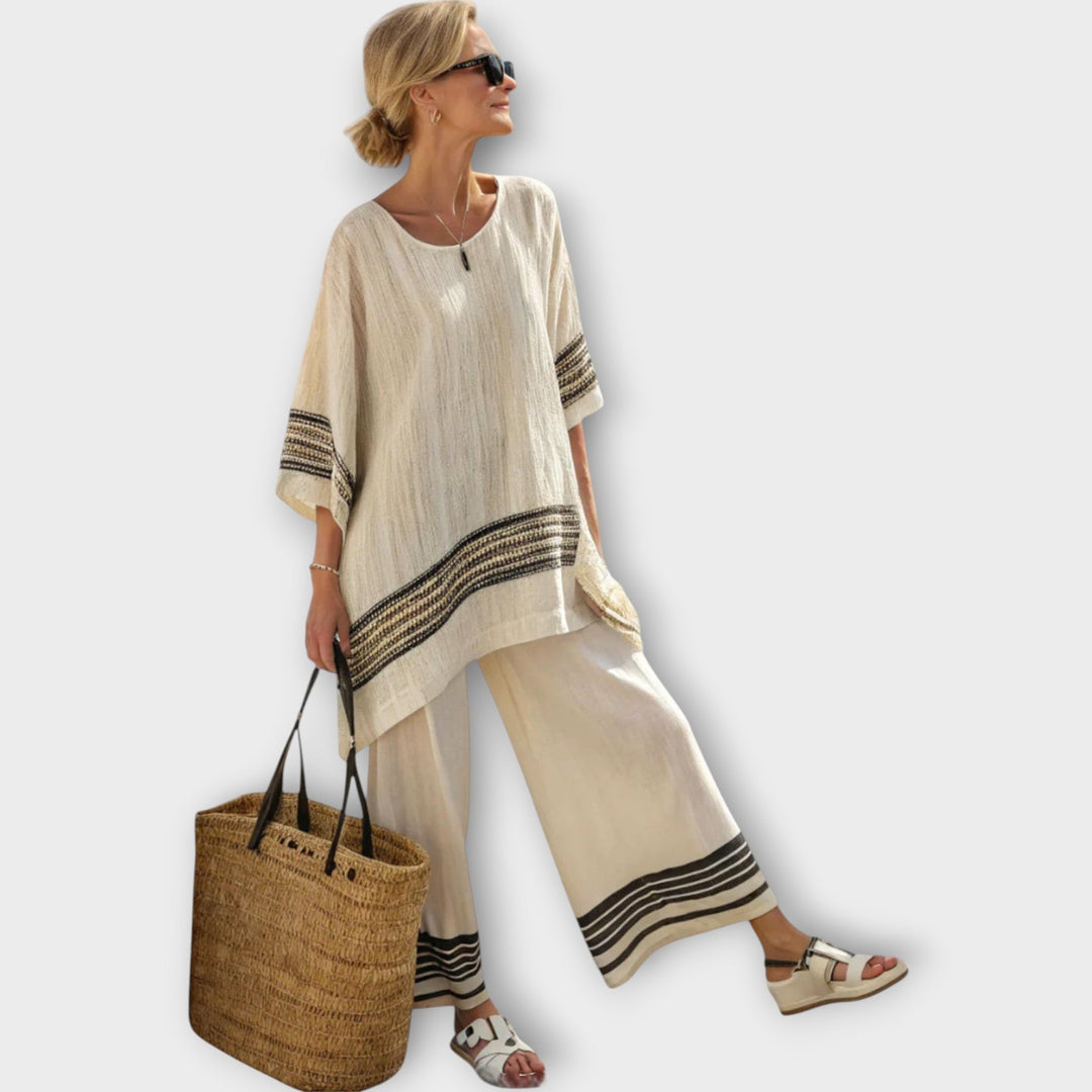 Anila - Elegant Two Piece Set with Striped Design