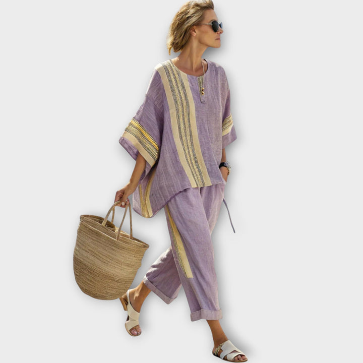 Anila - Elegant Two Piece Set with Striped Design