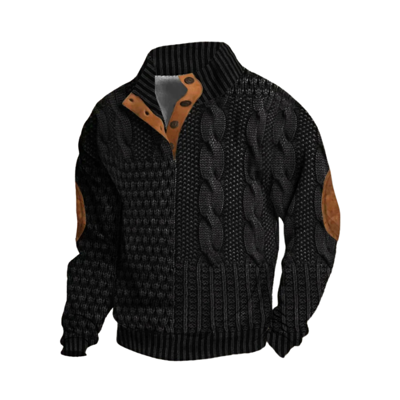 Georg  | Premium Knitted Jacket with Leather Accents For Men