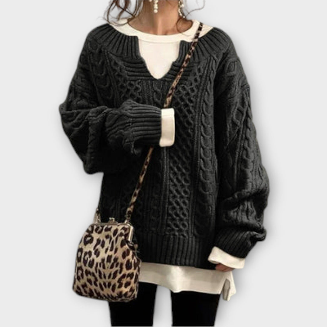 Oversized Sweater with Cable Pattern