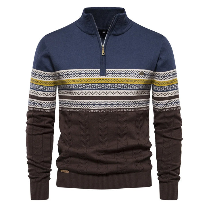 Erik  | Nordic-Inspired Half-Zip Sweater with Cable Knit For Men