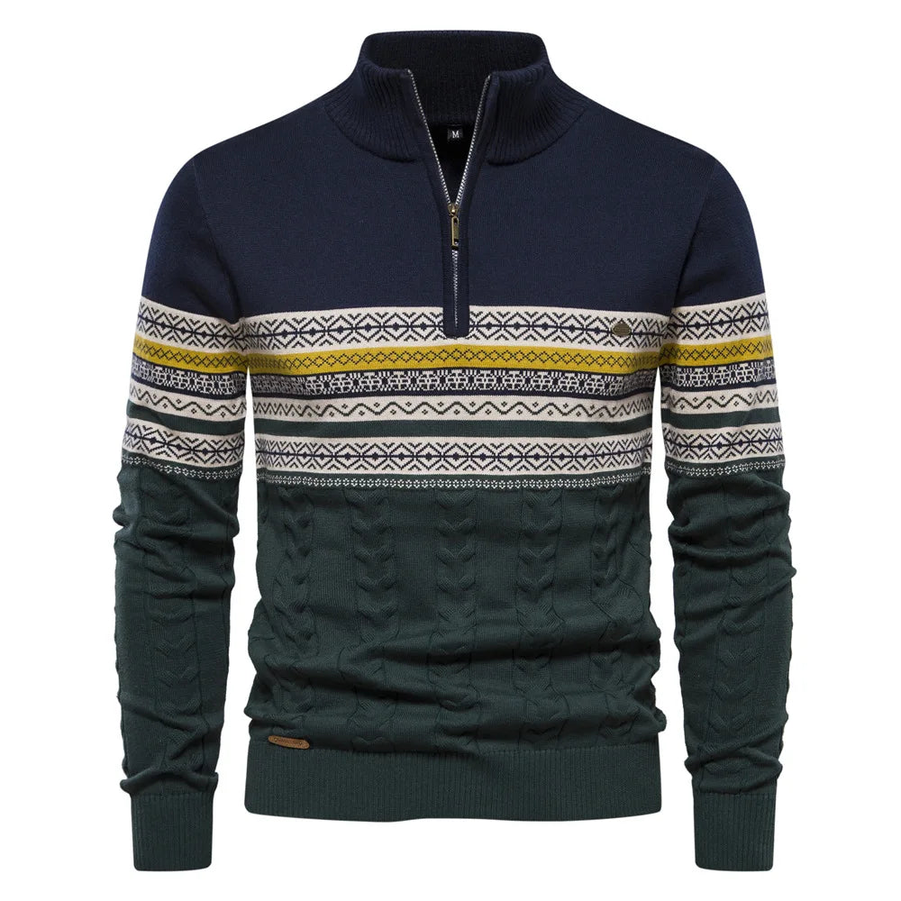 Erik  | Nordic-Inspired Half-Zip Sweater with Cable Knit For Men
