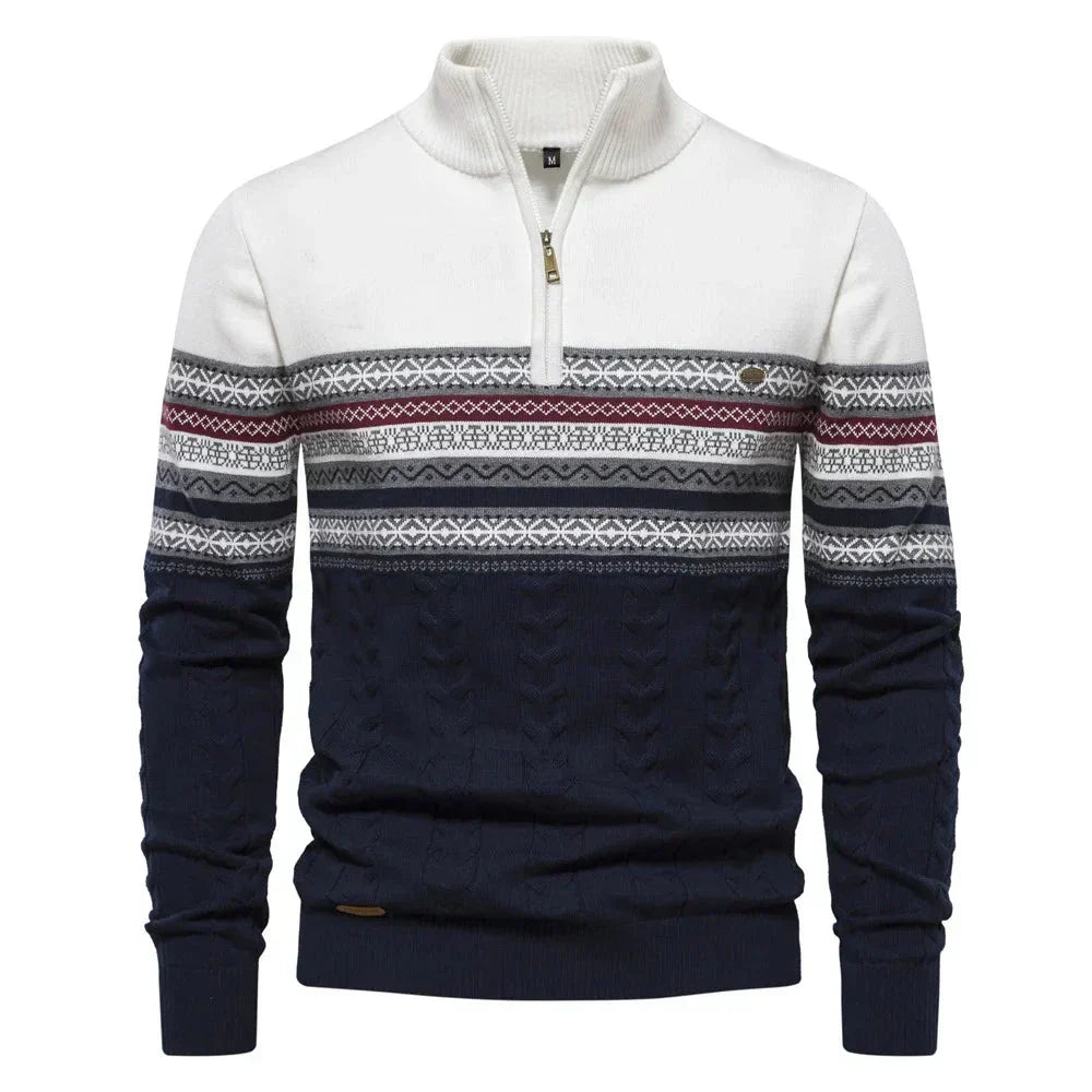 Erik  | Nordic-Inspired Half-Zip Sweater with Cable Knit For Men