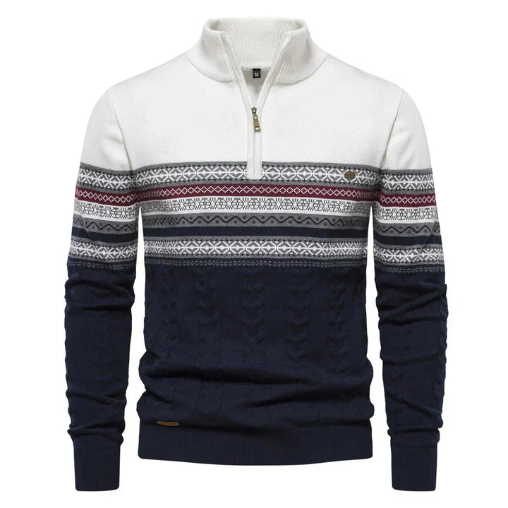 Erik  | Nordic-Inspired Half-Zip Sweater with Cable Knit For Men