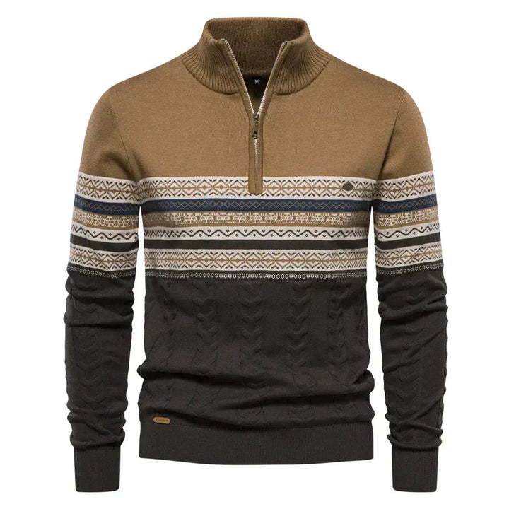 Erik  | Nordic-Inspired Half-Zip Sweater with Cable Knit For Men