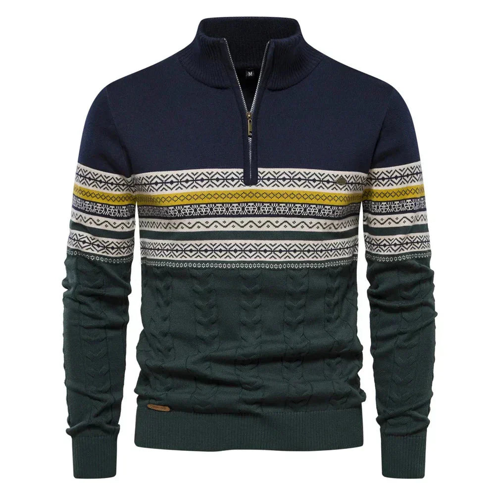 Erik  | Nordic-Inspired Half-Zip Sweater with Cable Knit For Men