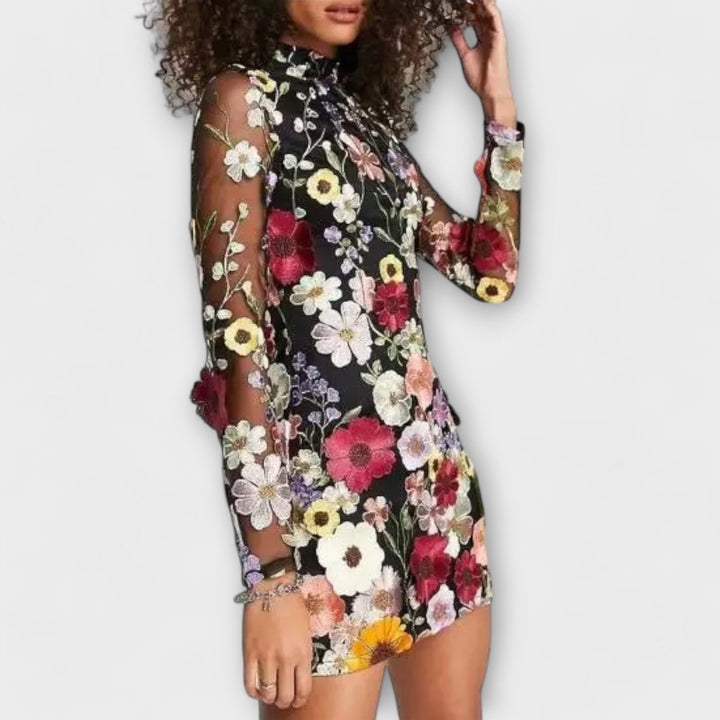 Dress with 3D Flower Pattern