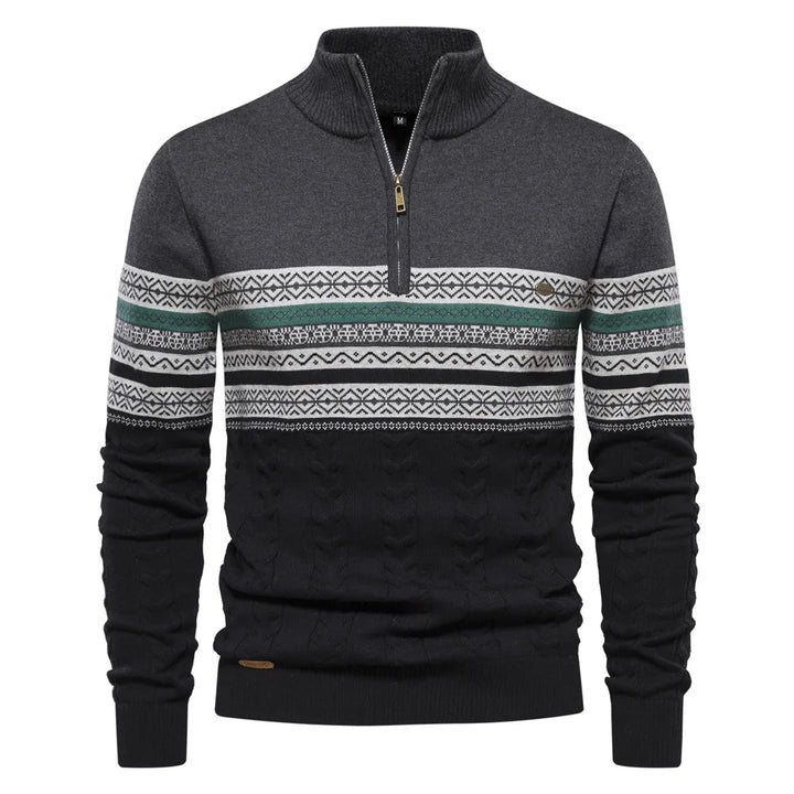 Erik  | Nordic-Inspired Half-Zip Sweater with Cable Knit For Men
