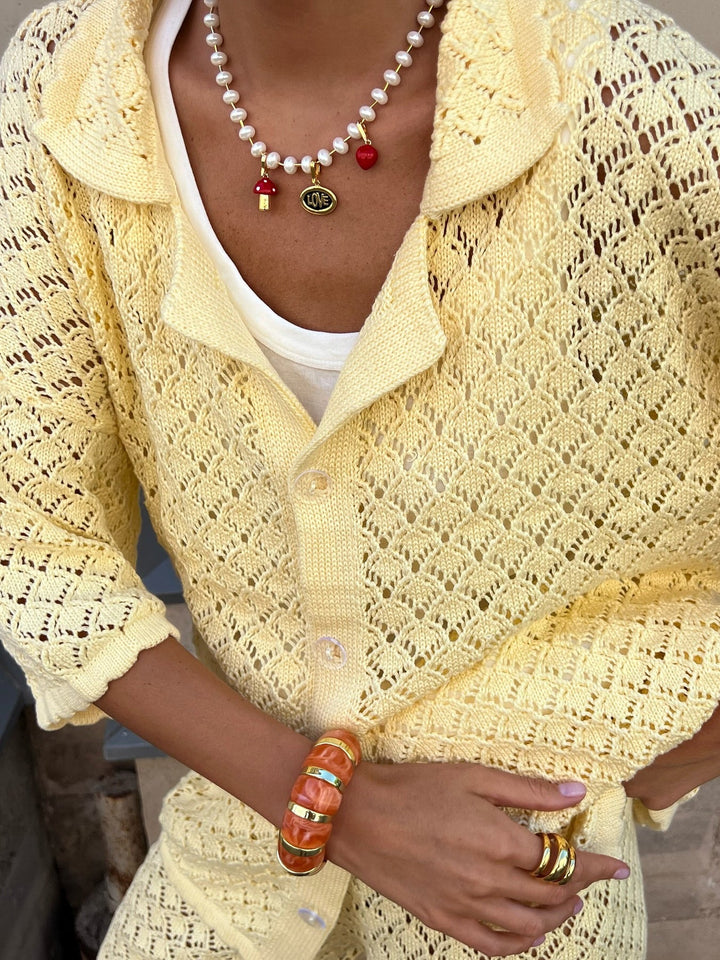 Knitted Crochet Shorts Set