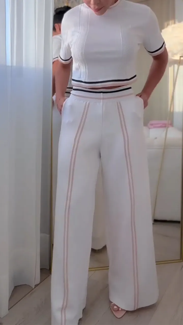Striped Contrast Casual Two-piece Suit