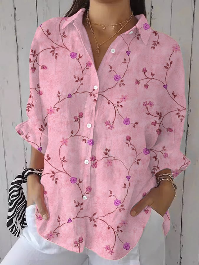 Liva | Blue Garden Embroidery Shirt