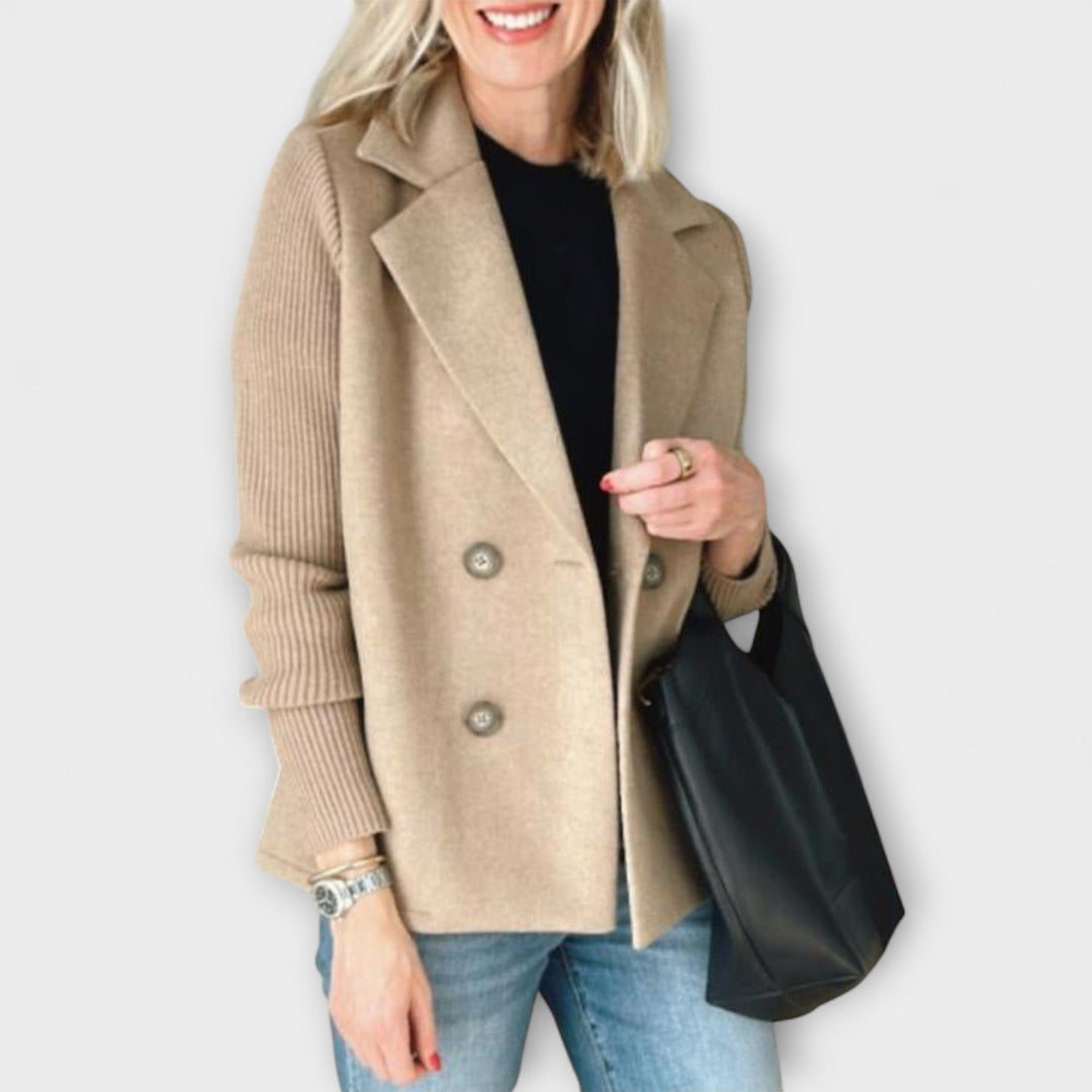 Amora - Elegant Knit-Sleeve Blazer