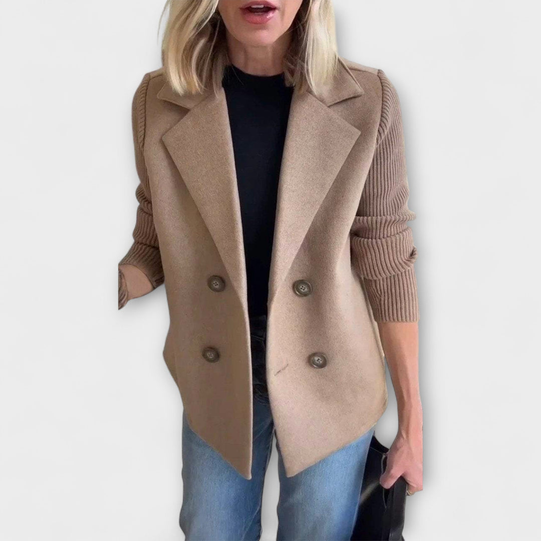 Amora - Elegant Knit-Sleeve Blazer