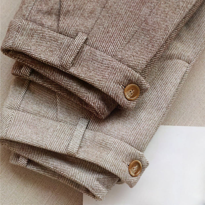 Dennis  | Tailored Herringbone Pleated Trousers For Men