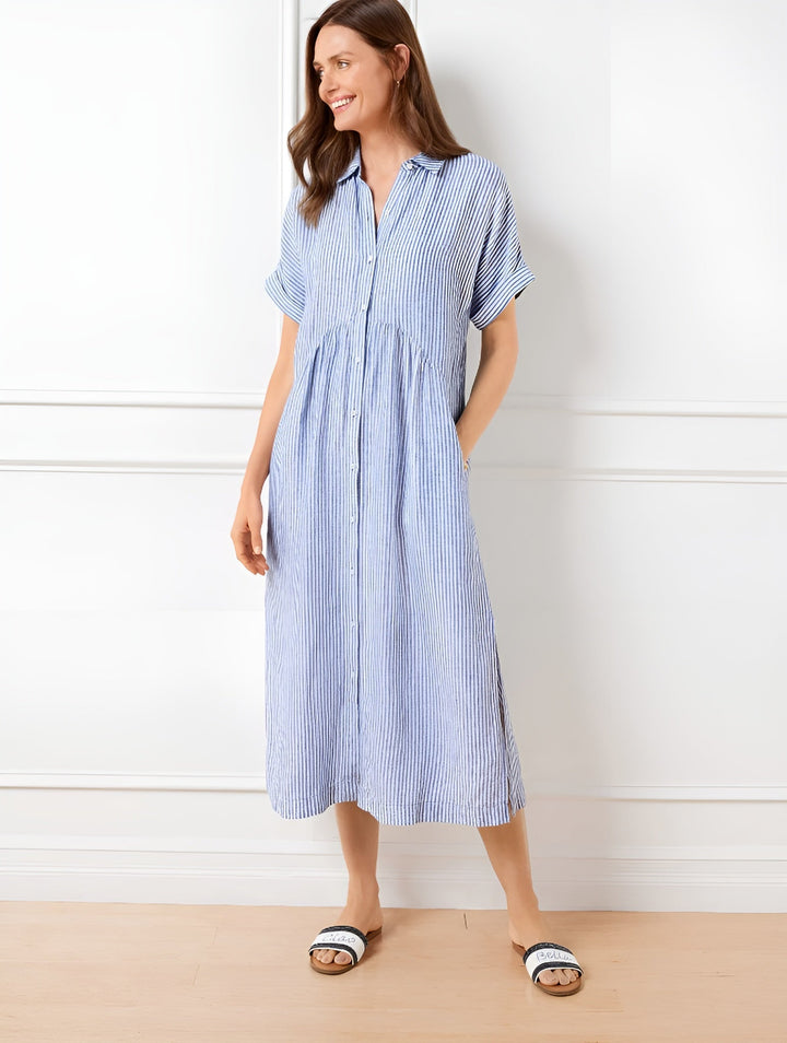 Fioria™ Flattering Striped Shirtdress