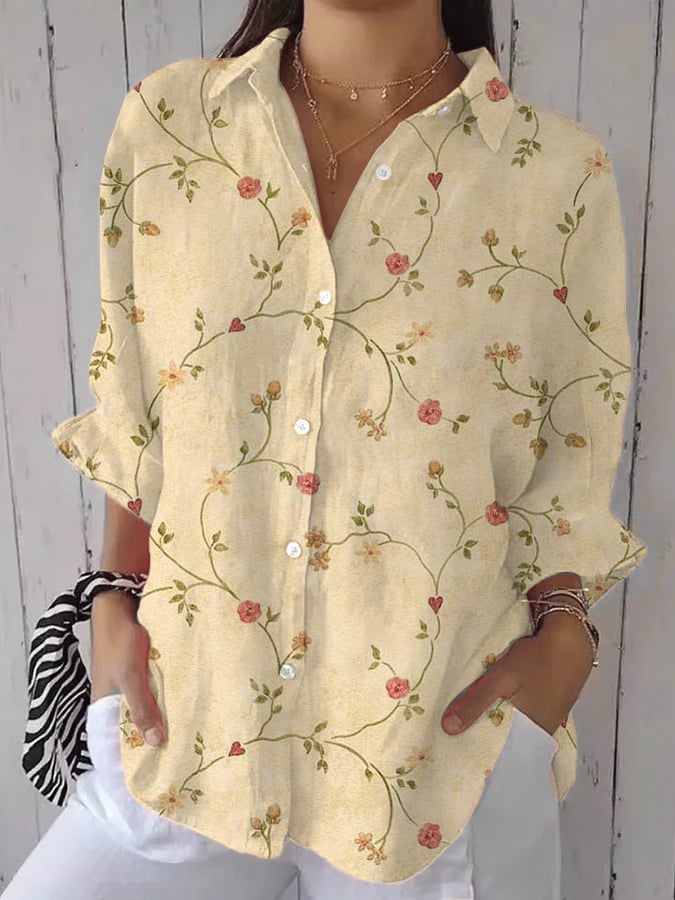 Liva | Blue Garden Embroidery Shirt