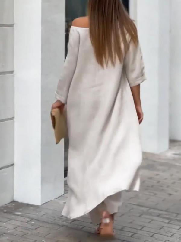 Fashionable Solid Color Two-piece Set