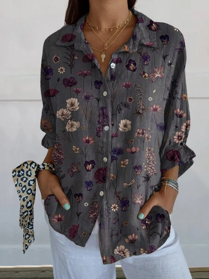 Nerys - Elegant Flower Print Pocket Skirt